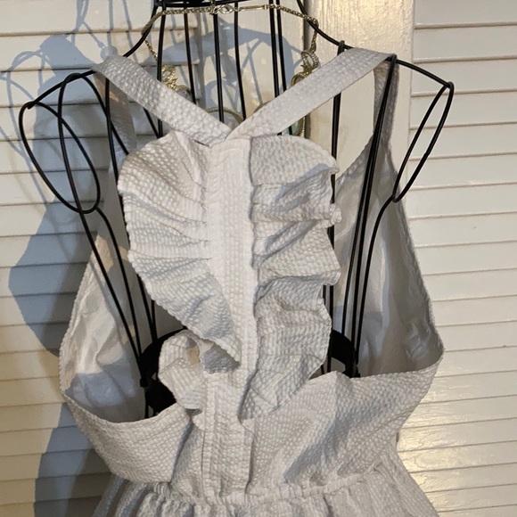 EUC Lauren James White Seersucker Dress Medium - Picture 4 of 5